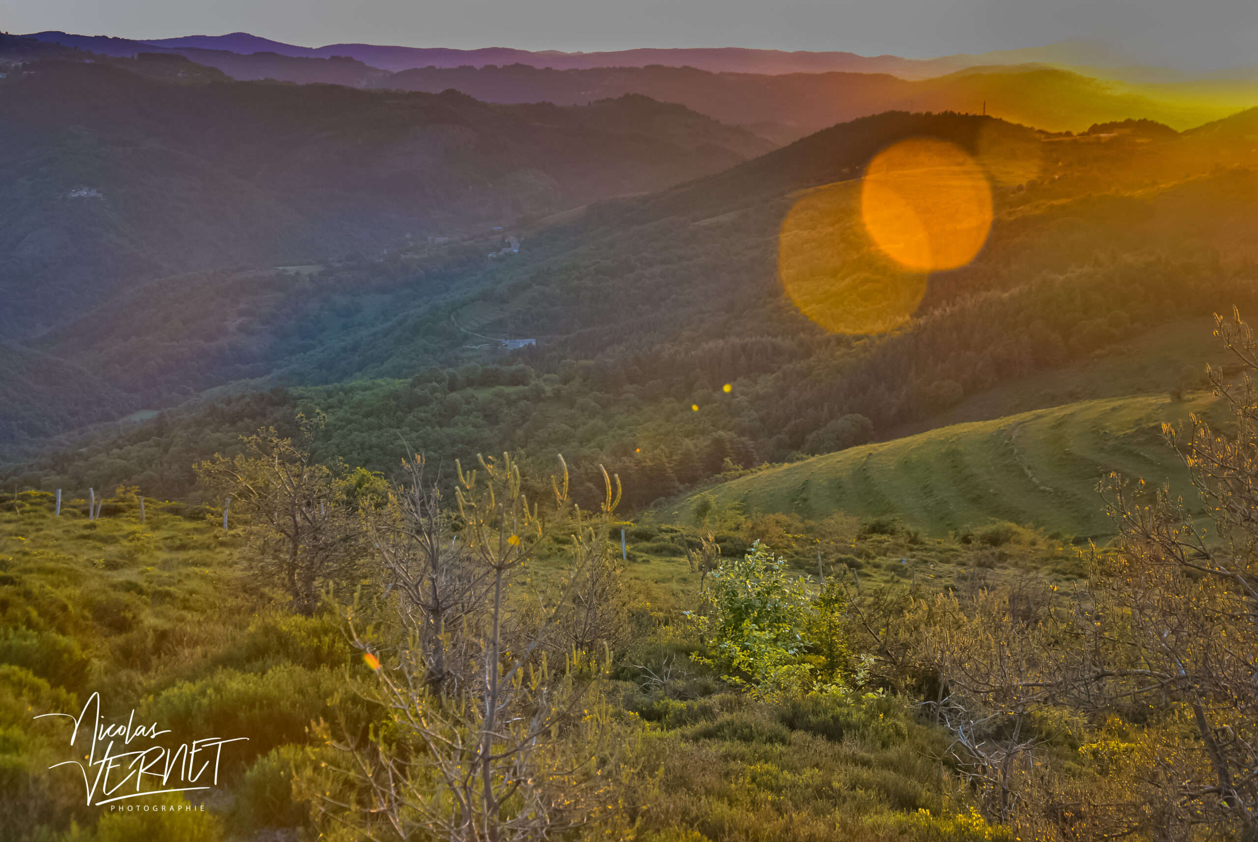 Levé de soleil sur l’Ardèche, Saint-Pierreville (Ardèche)