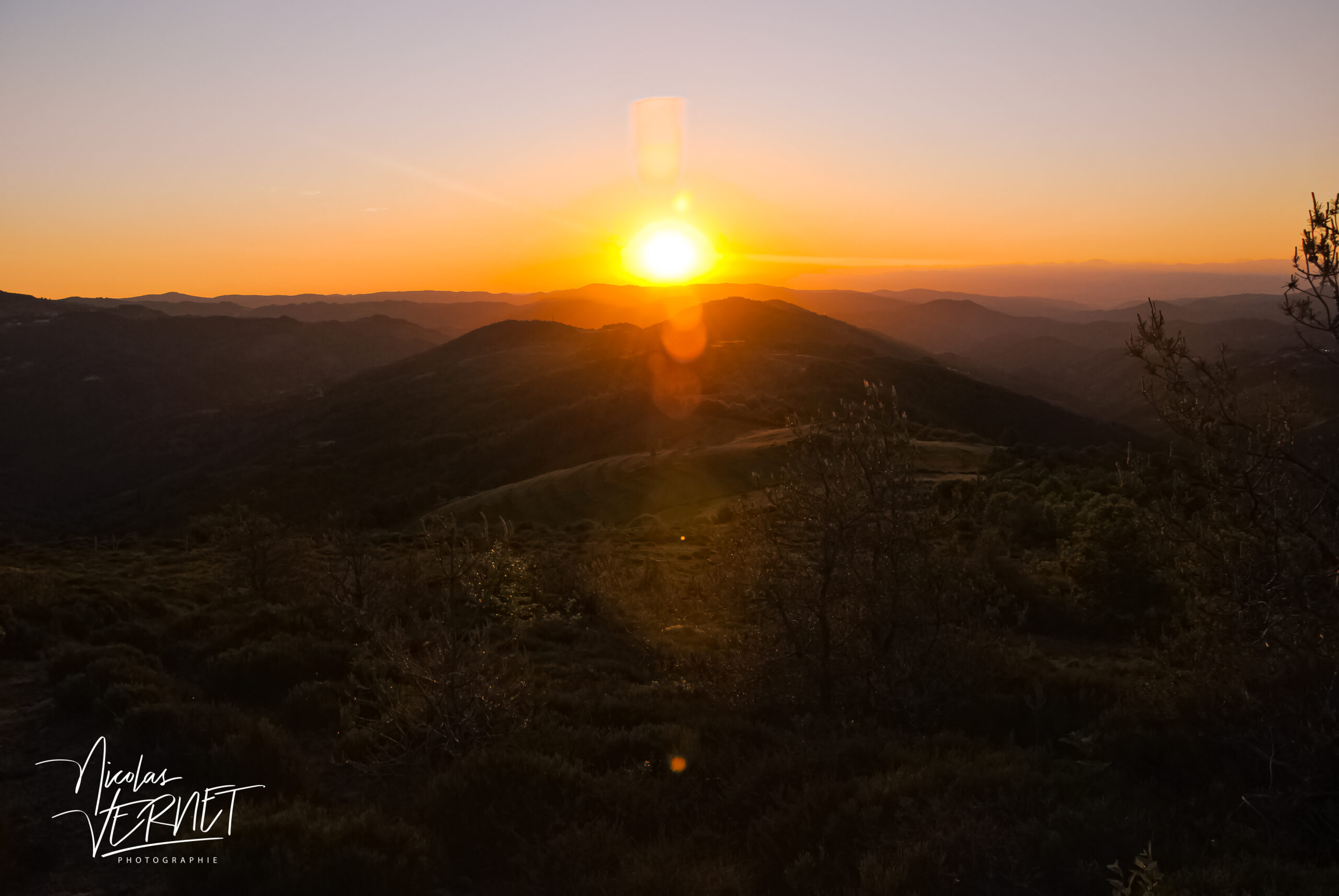 Levé de soleil sur l’Ardèche, Saint-Pierreville (Ardèche)