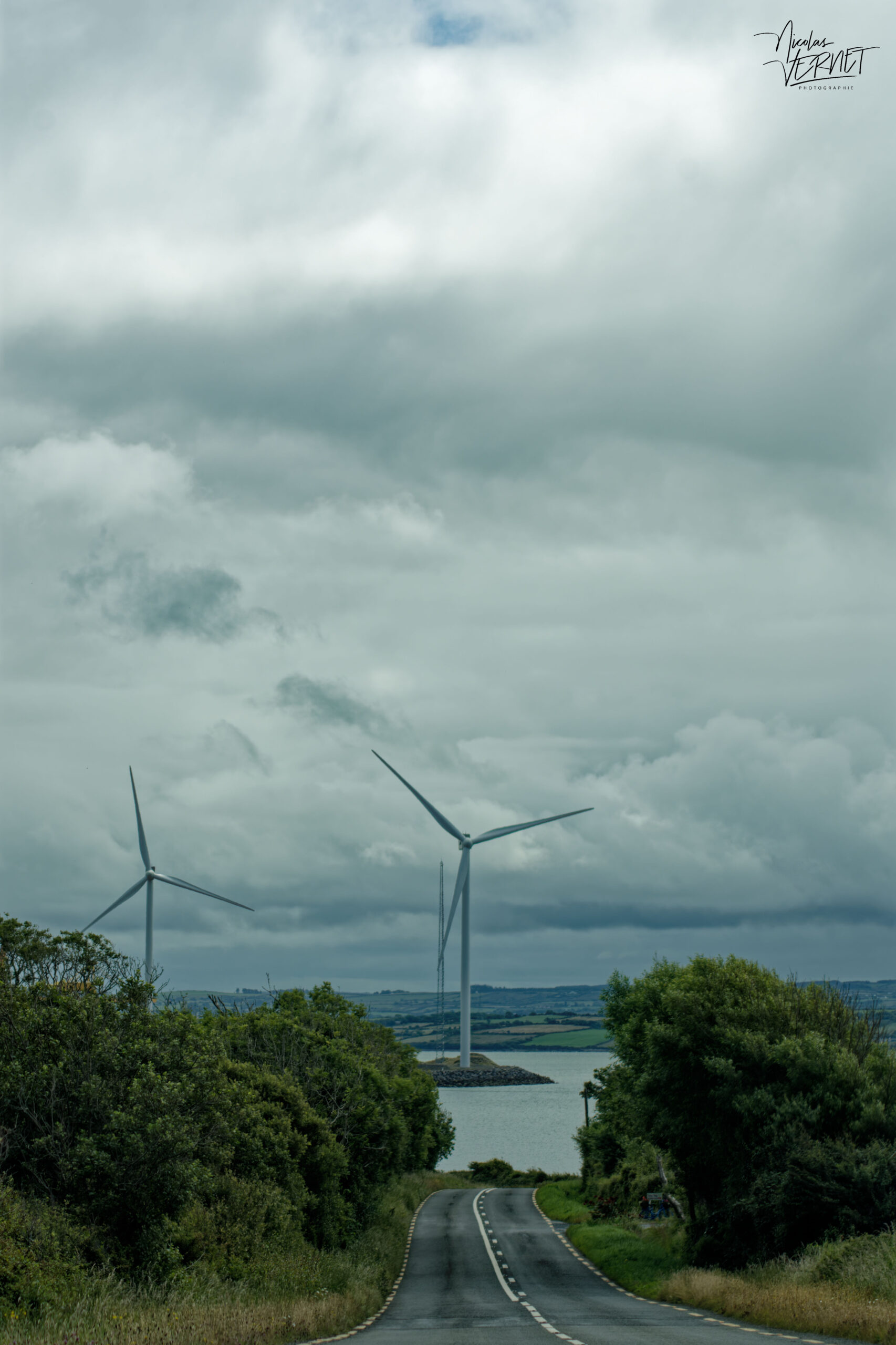 Éoliennes de la centrale électrique de Moneypoint, Killimer, Co. Clare, Irlande