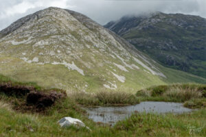 Tourbière et marre, Diamond Hill, Letterfrack, Co. Galway, Irlande