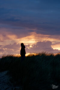 Silhouettes au coucher de soleil sur la baie de Glassillaun, Co. Galway, Irlande